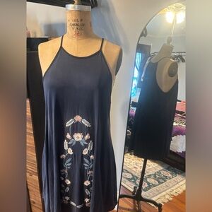 Alya blue embroidered tank dress